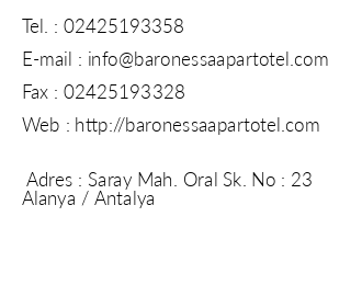 Baronessa Apart Otel iletiim bilgileri